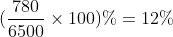 (\frac{780}{6500}\times 100)%=12%